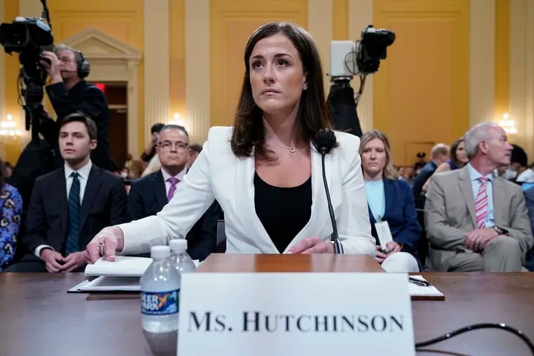 Cassidy Hutchinson, former aide to Trump White House chief of staff Mark Meadows, arrives to testify as the House select committee investigating the Jan. 6 attack on the U.S. Capitol continues to reveal its findings of a year-long investigation.