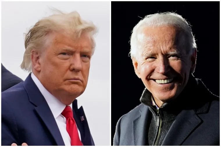President Donald Trump, left, and Joe Biden on the final day of the campaign.