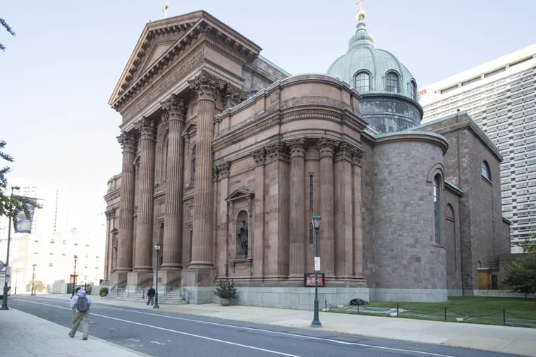 The Cathedral Basilica of Saints Peter and Paul as seen from 18th and the Parkway.