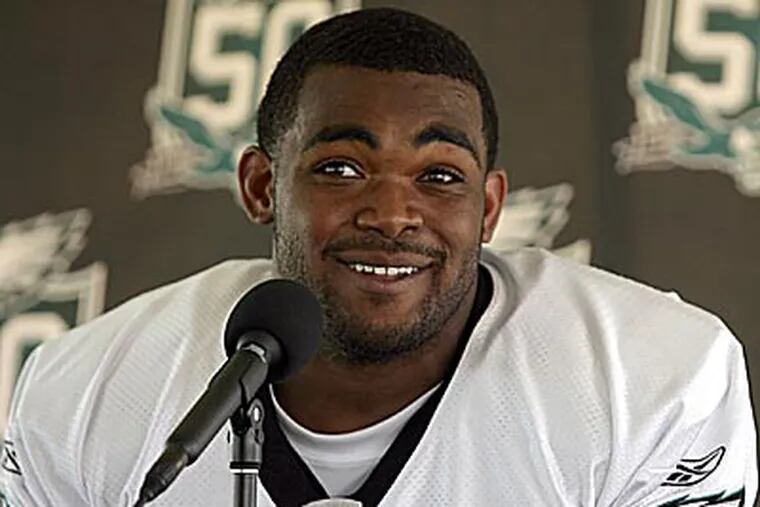 Brandon Graham met with the media after his first practice Friday. (Yong Kim / Staff Photographer)
