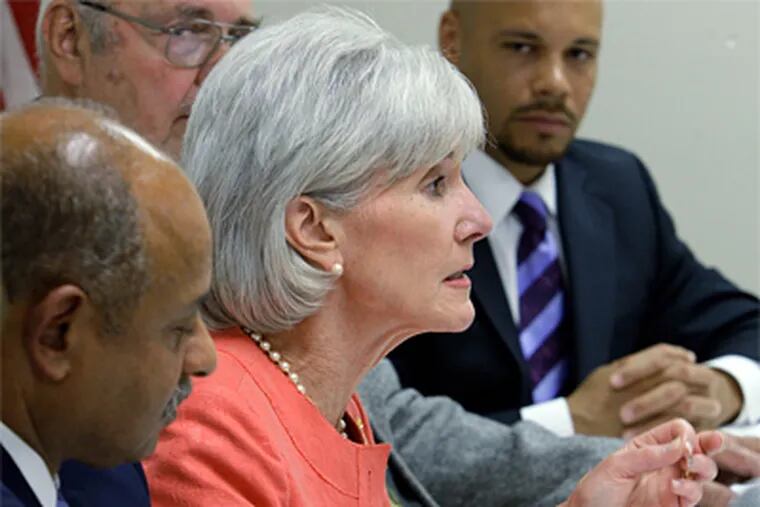 U.S. Secretary of Health and Human Services Kathleen Sebelius speaks at a round table discussion with area seniors on the benefits of the Affordable Care Act, Thursday, June 30, 2011 in Cincinnati. (Al Behrman / Associated Press)