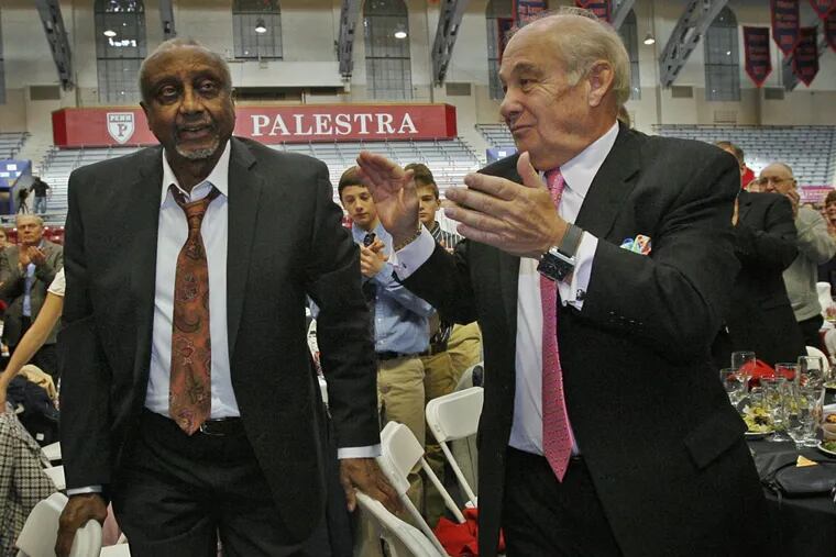 John Chaney and Rollie Massimino at the Big Five Hall of Fame luncheon and induction ceremony at the Palestra in 2010.