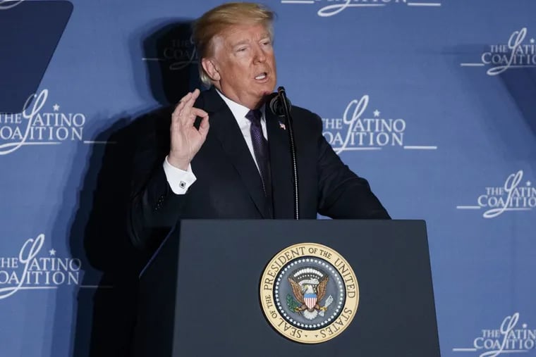 President Trump speaks at the Latino Coalition Legislative Summit, Wednesday, March 7, 2018, in Washington.