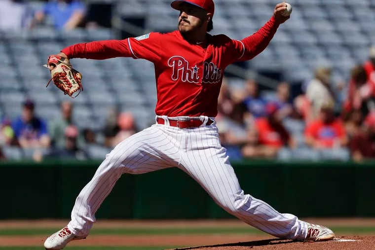 Pitching prospect JoJo Romero threw two innings to begin Monday's game, following the Phillies' trend of testing out minor-league arms early in the spring-training season.