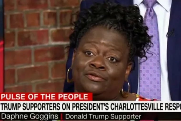 Daphne Goggins, the Republican leader of the 16th Ward in Philadelphia, appears on a CNN panel of President Trump supporters Wednesday.