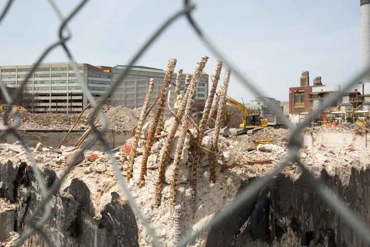 PIctured is the site of the demolished Patriot News building at 812 Market Street, Harrisburg on April 11, 2019. The building was purchased by PSERS and now figures in an FBI probe of the agency. The fund generously covers its staff's legal expenses. For the Inquirer/Kalim A. Bhatti