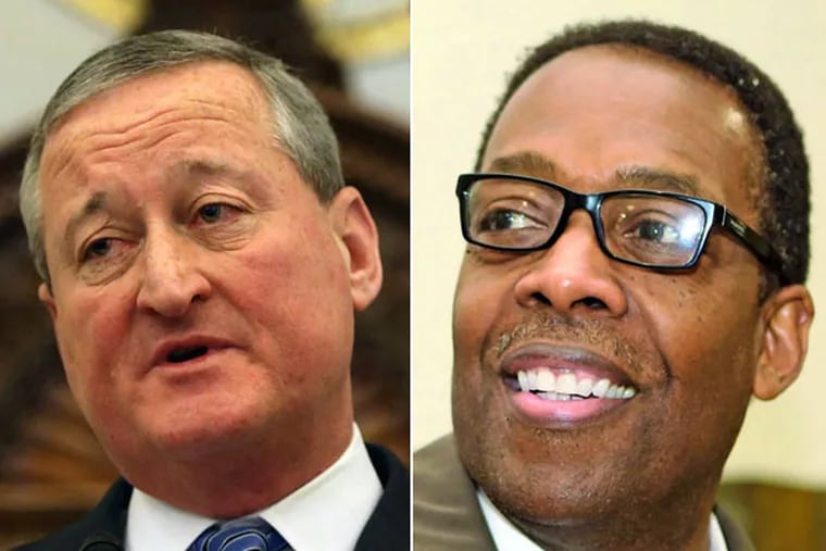 Former City Councilman Jim Kenney (left), who's running for mayor, and Council President Darrell L. Clarke. (Staff photos)