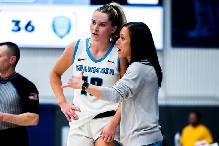 Columbia women's basketball coach Megan Griffith (right) is a King of Prussia native who played high school basketball at Villa Maria Academy.