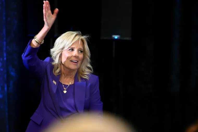 First Lady Jill Biden leaves the conference room after speaking at the National Governor's Association meeting at the Hard Rock Hotel & Casino in Atlantic City on Thursday.