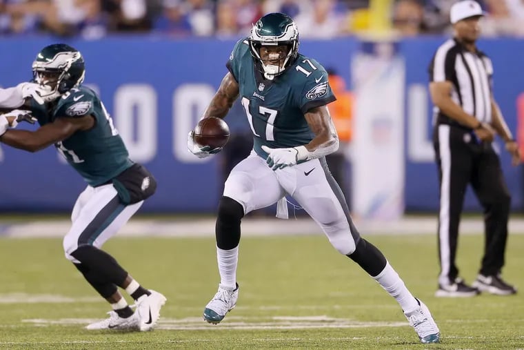Eagles wide receiver Alshon Jeffery runs with the ball during the game against the Giants.