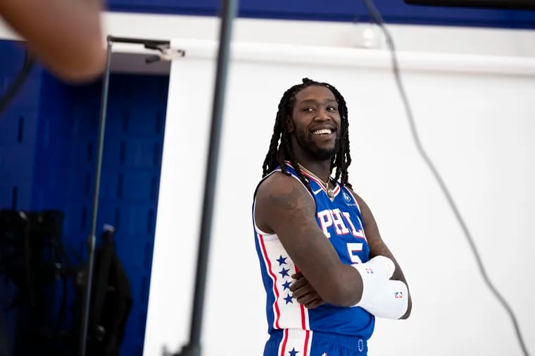 Montrezl Harrell  during the 76ers' media day at their training complex in Camden on Monday. Harrell will back up center Joel Embiid.