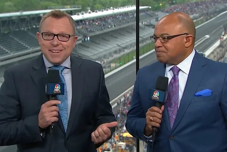 NBC will broadcast the Indianapolis 500 for the sixth time, with Leigh Diffey (left) doing play-by-play and Mike Tirico anchoring the pre-race coverage.