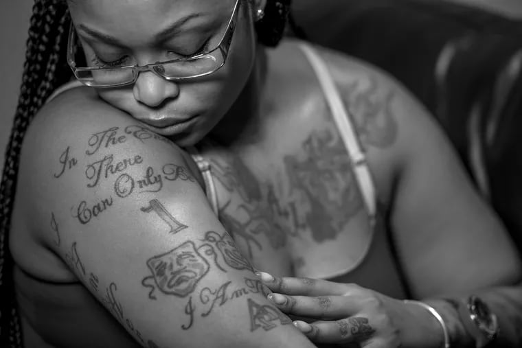 Kimberly Velasco, known as Kimberly Matthews Jones when "Tattoo Monologues" was sent to the publisher, said she has a tattoo of her sister's birth and death dates because she is strong enough "to be reminded" of that loss.