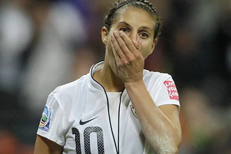 Delran, N.J., native Carli Lloyd missed a penalty kick in the decisive shootout in the World Cup title game. (Frank Augstein/AP)
