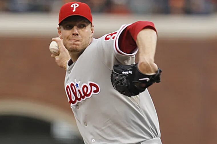 Roy Halladay allowed two earned runs in six innings of work. (Ron Cortes / Staff Photographer)