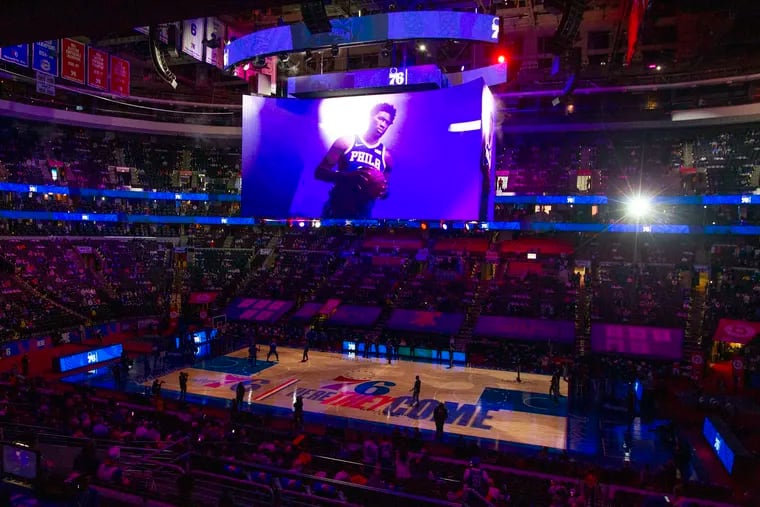 A scene like this, before a Sixers game at the Wells Fargo Center, could take place in the upcoming NBA playoffs.