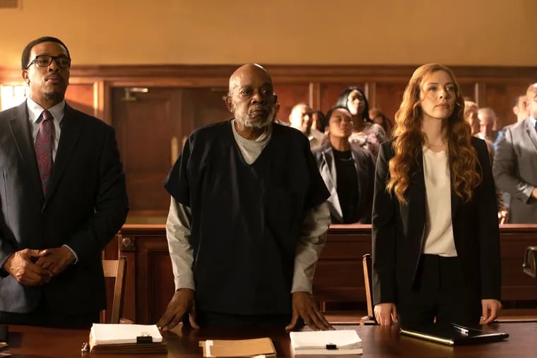 Russell Hornsby (left) and Rachelle Lefevre (right) with guest star Ernest Perry Jr. (center) in the series premiere of Fox's new legal drama "Proven Innocent," which airs at 9 p.m. Friday, Feb. 15.