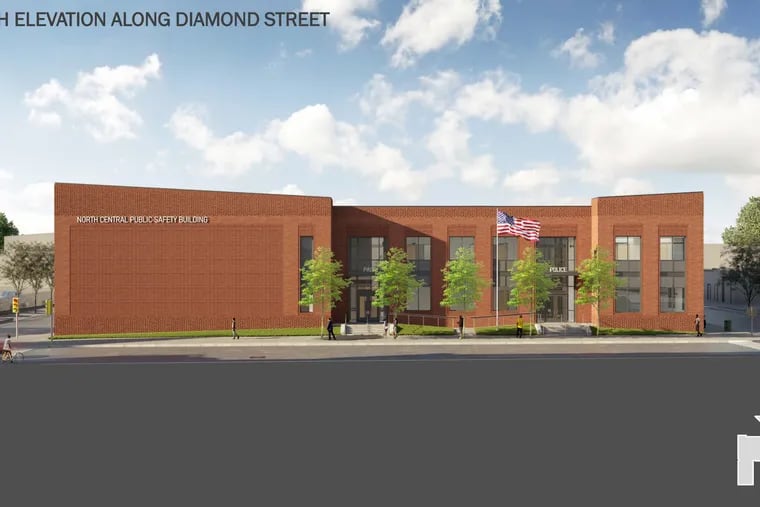 The city is  proposing a new design  for the  22nd Police District headquarters, or  ublic safety  building, for West Diamond Street in a historic corridor.  The Historical Commission  rejected having a police headquarters there in 2020, but reversed its decision in 2023. The rendering was designed by Ballinger.