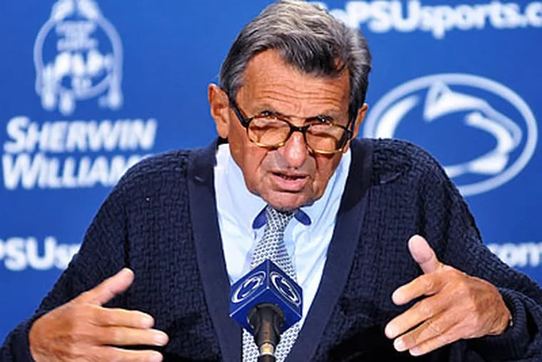 "I wanted a timeout and the guy wouldn't give it to me," Joe Paterno said of the officials in Saturday's game. (Pat Little/AP)