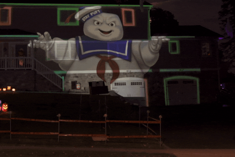 The Stay Puft Marshmallow Man makes an appearance during the "Ghostbusters" segment of Monster House Delco's Halloween show.