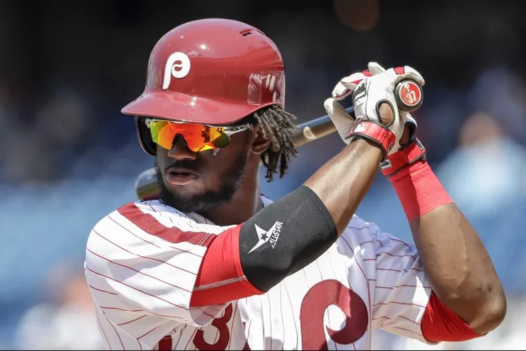 The Phillies' Odubel Herrera at bat against the Padres on , July 9.