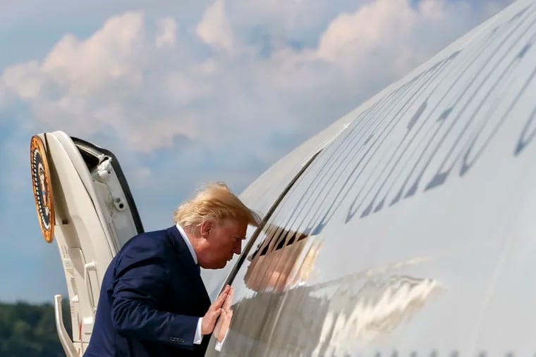 President Donald Trump boards Air Force One. He has blasted urban America as being troubled with problems such as poverty, although poverty is growing in suburban and rural America.