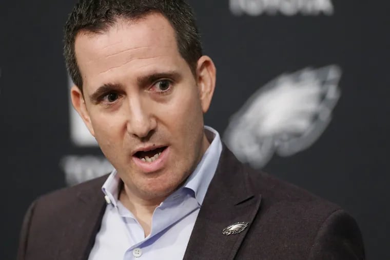 Eagles general manager Howie Roseman speaks during a news conference at the NovaCare Complex in South Philadelphia on Wednesday, Jan. 8, 2020.