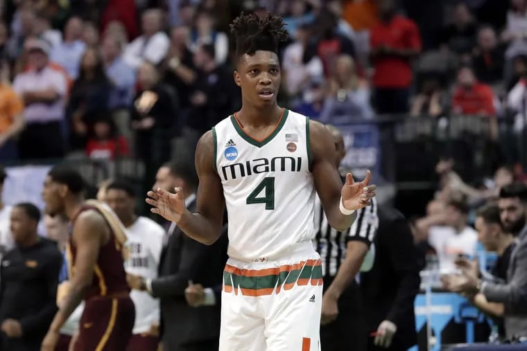 Lonnie Walker IV declared for the draft after playing one season at Miami. The Reading, Pa., native is visiting the Sixers for a predraft workout this week.