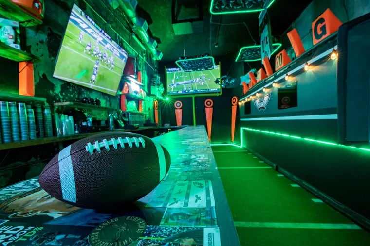 The owners of Tinsel, the Midtown Village pop-up bar, have transformed it into an football-themed bar ahead of the Eagles' playoff run. They installed loads of decorations, as well as six televisions for watching games, including a 100-inch screen.