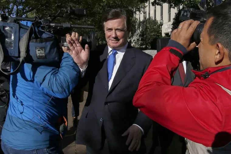 Paul Manafort, President Donald Trump’s former campaign chairman, departs at Federal District Court in Washington, Monday, Oct. 30, 2017. Manafort,was told to surrender to federal authorities Monday, according to reports and a person familiar with the matter.