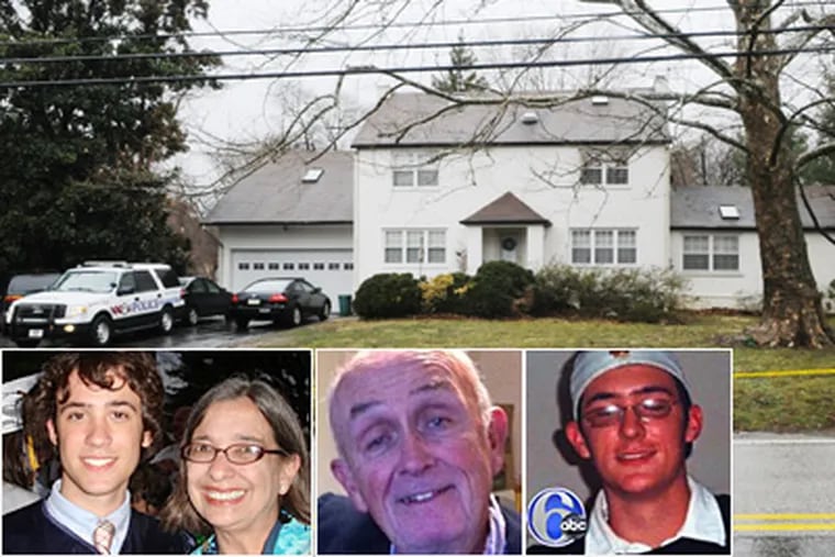From left, James, Susan and Joseph McAndrew Sr. were found stabbed to death at their Gulph Mills home. Joseph McAndrew Jr. (right), is charged in their slayings. (Facebook/WPVI photos)