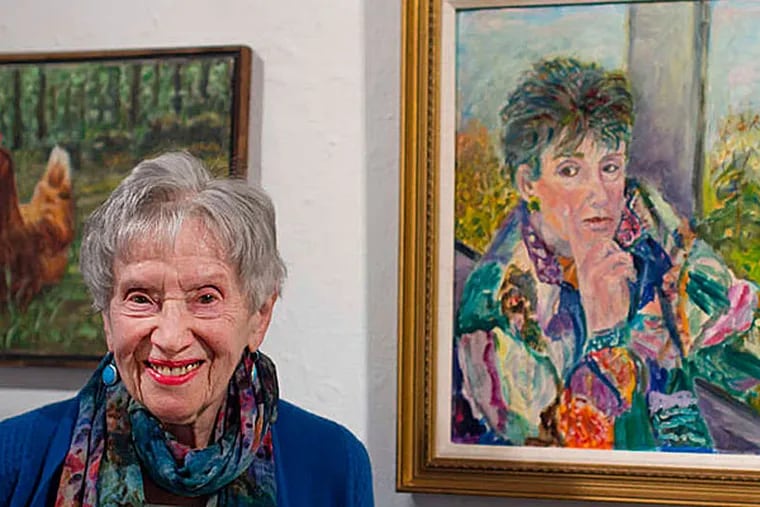 Frieda Lefeber celebrates her centenary with her first solo art exhibit at Rosemont College. (CHANDA JONES / Staff Photographer)