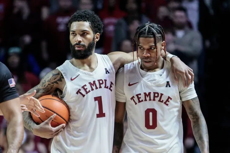 Damian Dunn, left and Khalif Battle were the one-two punch on Temple's 2022 "tournament or bust" team. Both left for new programs in addition to three other pieces on last season's Owls roster.