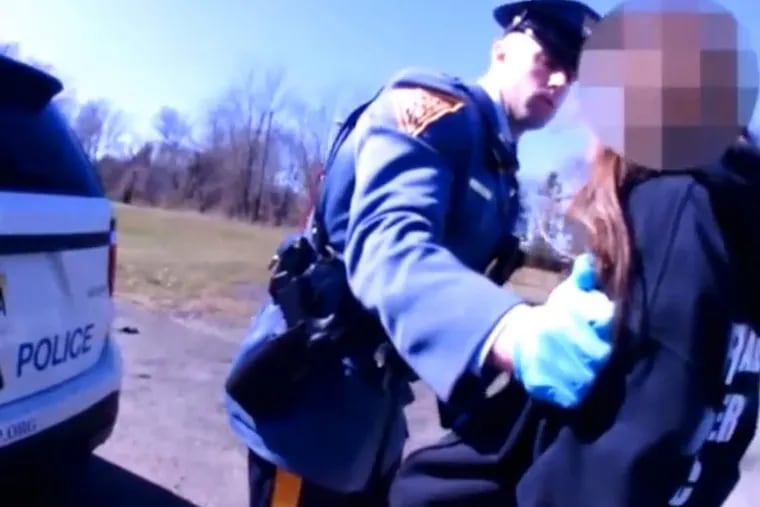 New Jersey State Trooper Joseph Drew reached inside a young man’s underwear to conduct a body search after he said he smelled marijuana during a motor vehicle stop on March 8, 2017 in Southampton, N.J. The search, conducted along a highway, was captured by dashcam and body cameras of the trooper and his back-up officer.