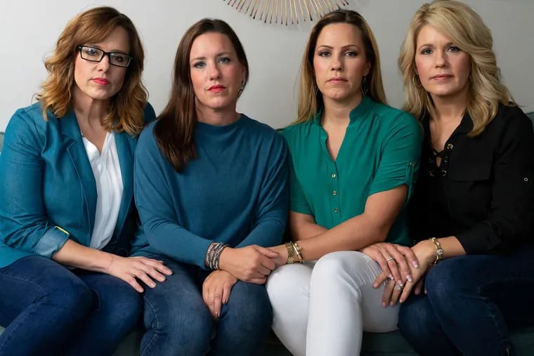 (Left to Right) Patty Fortney-Julius, Teresa Miller, Carolyn Fortney, and Lara McKeever, shown here in Hummelstown, PA, Tuesday September 12, 2018. The Fortney sisters, five siblings from the same family, four of the sisters shown here in this photo, were abused by the same catholic priest.