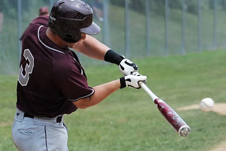 Conestoga's Scott Williams connects for a triple in the first, batting in two of the team's 13 runs. (Clem Murray/Staff Photographer)
