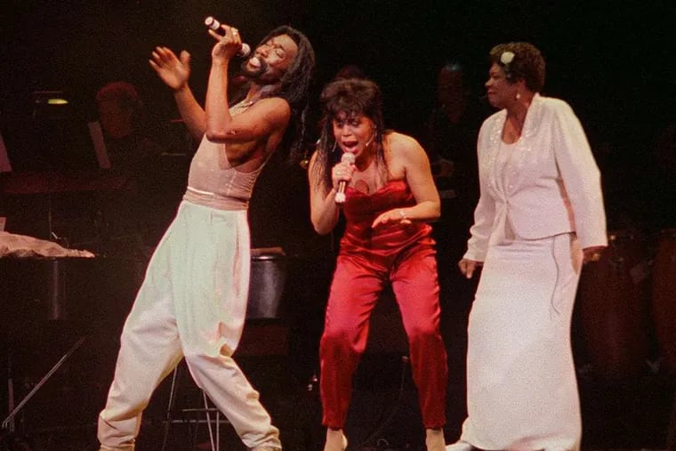 Ashford and Simpson perform with poet laureate Maya Angelou (right) in a 1996 Valentine's Day concert. Although the duo sang together, &quot;songwriting is the cornerstone of everything else we did,&quot; Simpson says. &quot;That's the hat we were most proud of wearing as a couple.&quot;