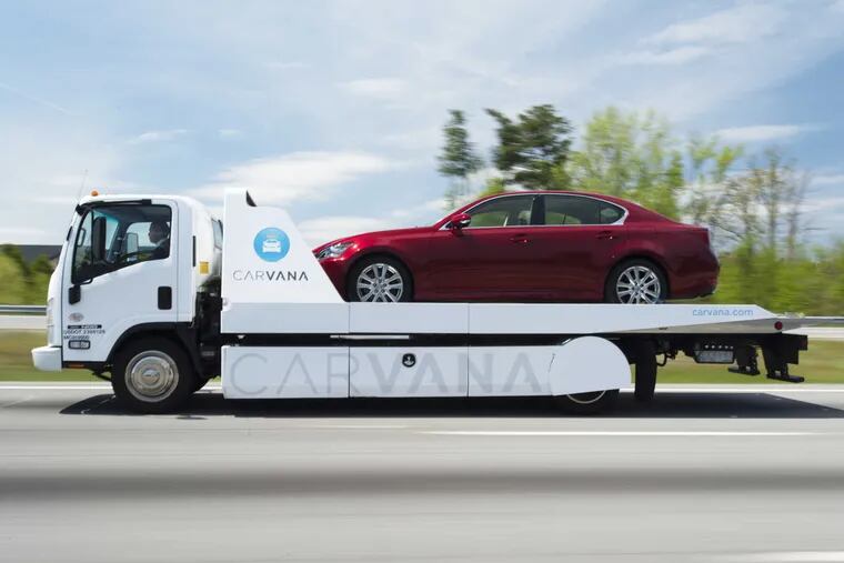 Carvana will deliver used cars as soon as the next after you order them online within a 50-mile radius of Center City.
