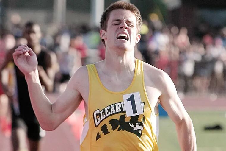 Clearview's Bill Dolan wins the boys Group 4 1600 meter final. (Elizabeth Robertson/Staff Photographer)