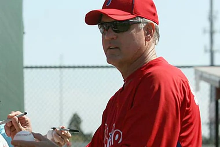 The Phillies have promoted Ryne Sandberg to be the team's third base coach. (Yong Kim/Staff file photo)