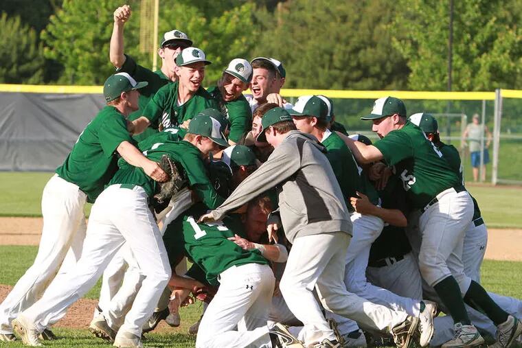 Methacton players celebrate. &quot;It's an outstanding feeling,&quot; one said. CHARLES FOX / Staff Photographer
