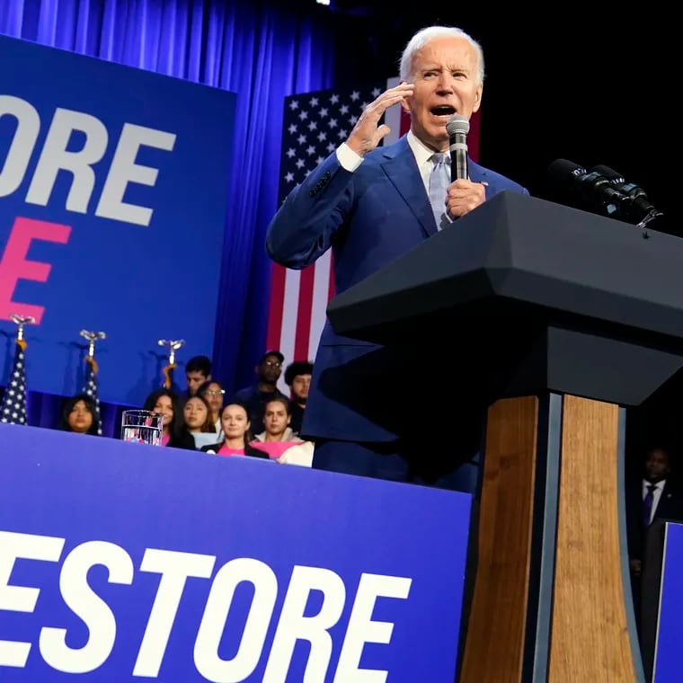 President Joe Biden speaks about abortion access during a Democratic National Committee event in 2022.