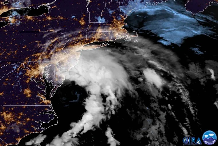 A July 10 satellite image of Tropical Storm Fay, which wrung out heavy rains around here and set a record for an early-occurring "F" storm.