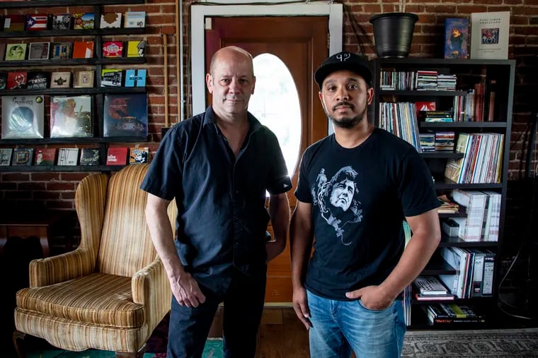Owners Louis Marks, left, and Fabian Brown, right, natives from Collingswood, Nj., are celebrating the 20th anniversary of Ropeadope records Wednesday afternoon on June 5, 2019. The two have been working together for about four years together, but Marks has been a part of Ropeadope records since 2001 and gained ownership in 2006. "What motivates me to work for these artists is that they are taking risks and putting themselves out there," Marks said. "They're taking their interpretations of the troubles of the world and turning into something beautiful. The music itself just flows from there."