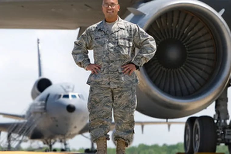 Tech Sgt. Peter Aguilar of Levittown is an air-cargo specialist;he helps drop supplies to ground units, some of them under fire. &quot;It really feels like I save lives,&quot; he said.