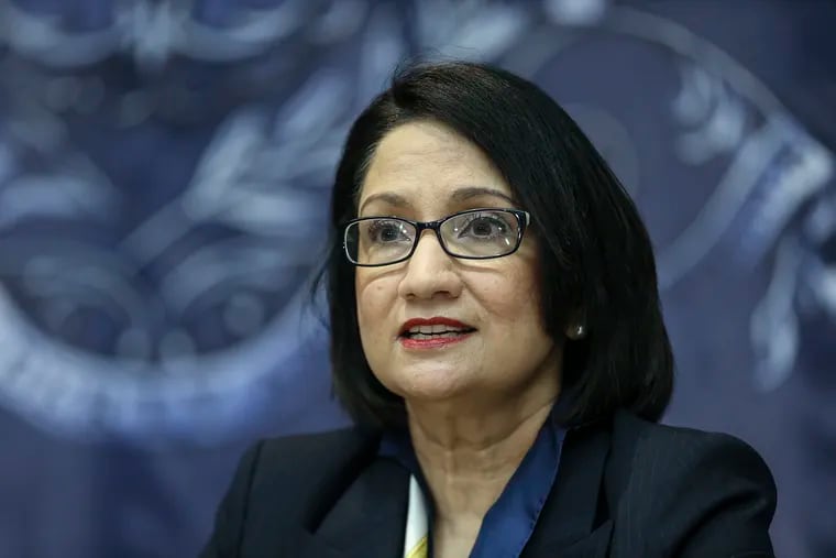 Penn State President Neeli Bendapudi, pictured in this Dec. 9, 2021, file photo, said Friday she would still prioritize racial equity, including by measuring the university’s retention of students of color and the diversity of its faculty.