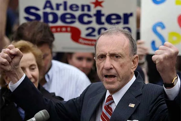 Arlen Specter campaigns at Citizens Bank Park as he runs for re-election in the Democratic primary in 2010. (AP File Photo)
