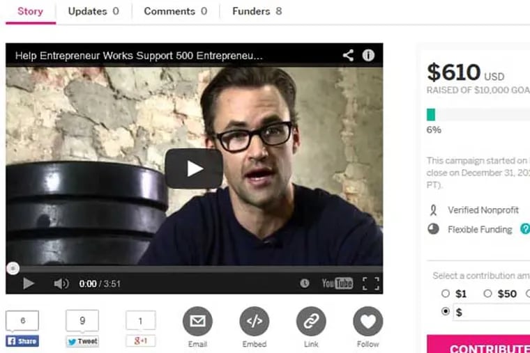 Entrepreneur Works, a Philadelphia nonprofit, launched a crowdfunding campaign on Indiegogo.