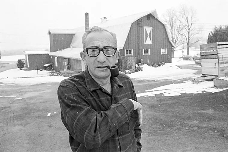 Max Yasgur poses at his farm near Bethel, N.Y. on March 23, 1970.
Yasgur, who rented his farms for the Woodstock Music festival in 1969,
received over 3,000 letters from young people who came to the weekend
festival, some letters addressed to "the groovy farmer at the
festival."
