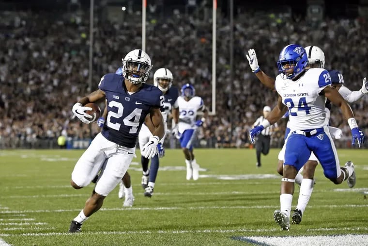 Penn State’ Miles Sanders (24) runs in for a touchdown against Georgia State.
